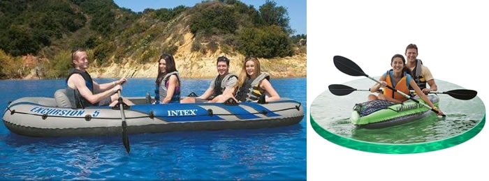 Bateau de pêche et de rafting gonflable Intex Excursion 5 avec rames et  support moteur 