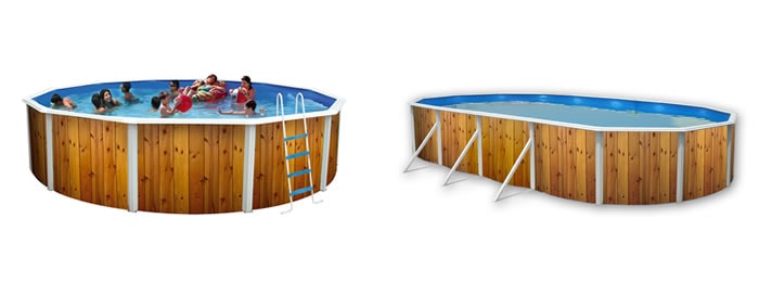 Piscine Toi Veta, décorée en imitation bois Piscine Toi Veta