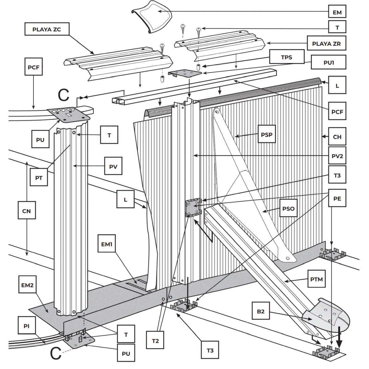 Pièces de rechange Piscines Ovales Blanches avec Contreforts de 120 cm