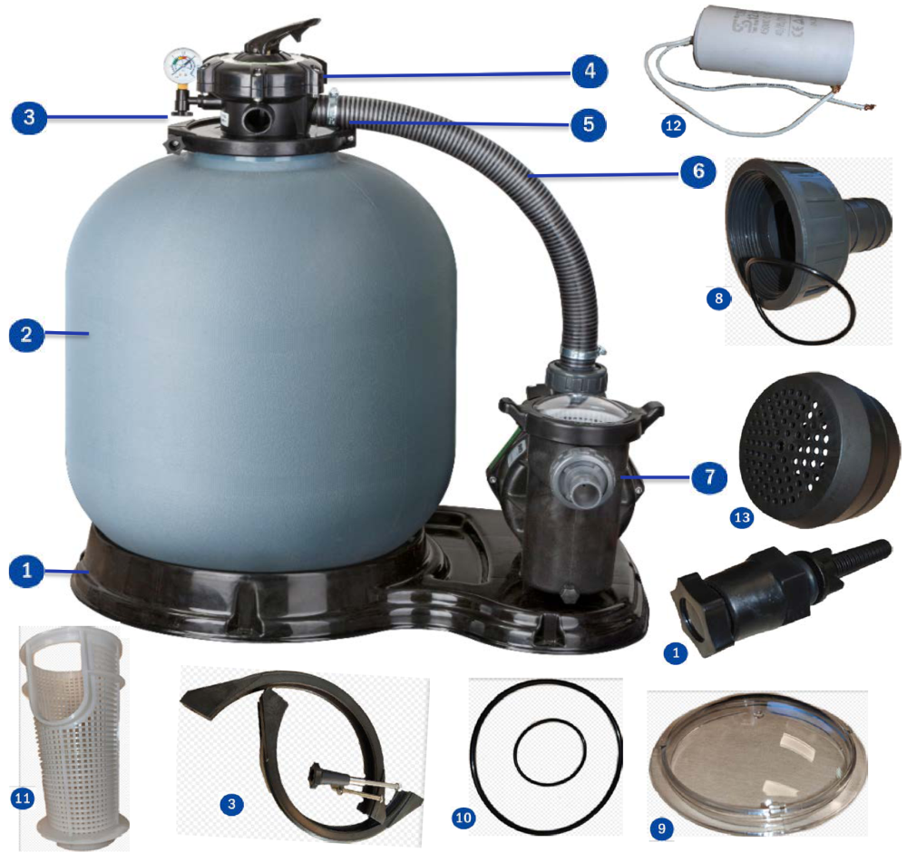 Pièces détachées du Filtre à Sable Gre FS500