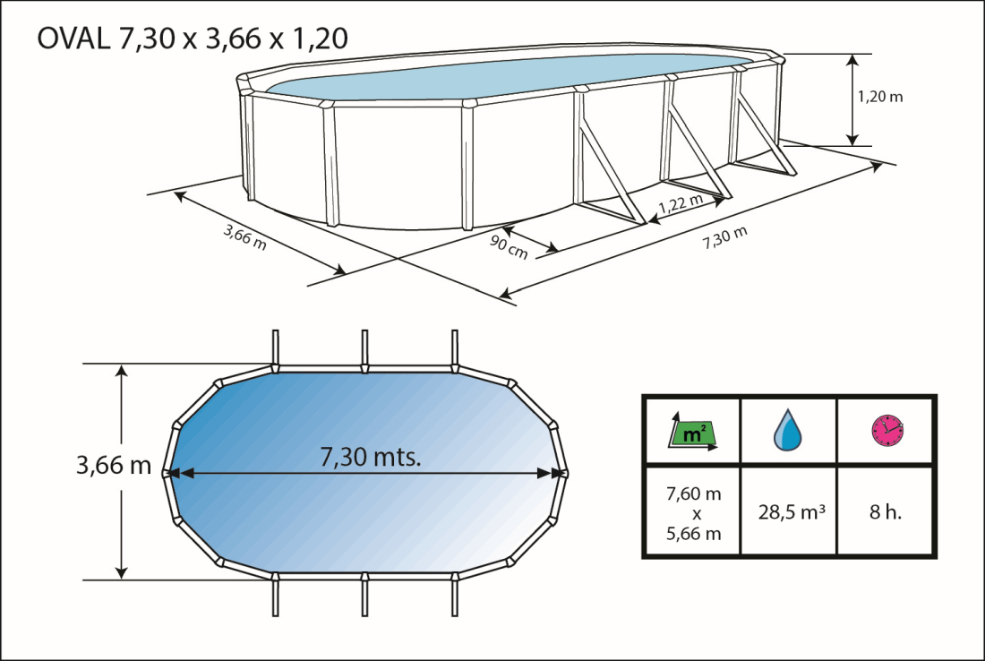Piscine Toi Anthracite Prestige 730x366x120 cm 8842