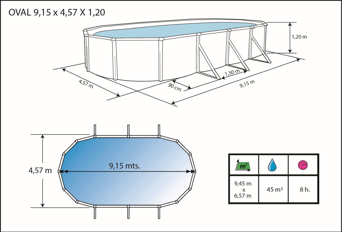 Piscine Toi Anthracite Prestige 915x457x120 cm 8843