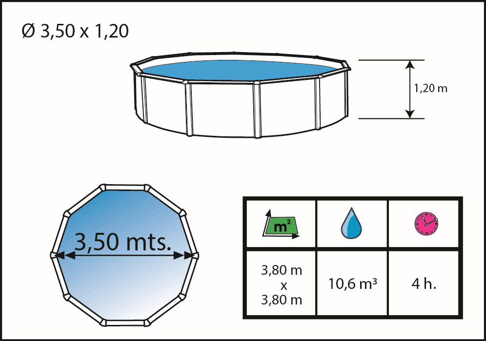 Piscine Toi Anthracite Canarias 350x120 cm 8858
