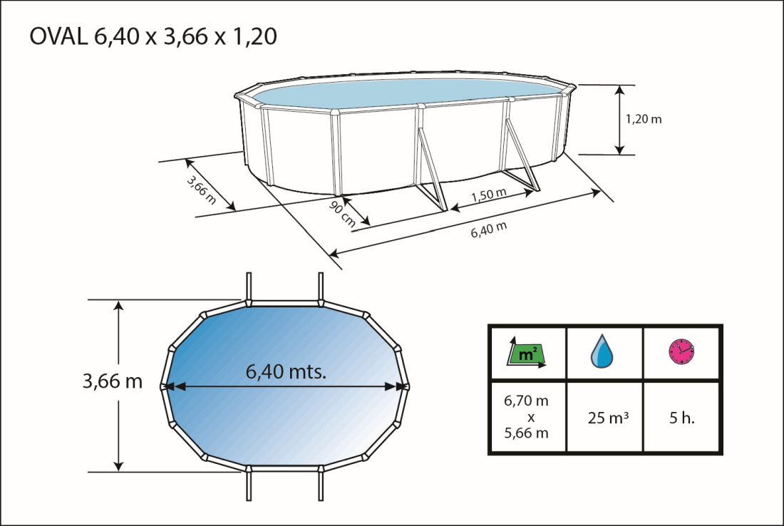 Piscine Toi Anthracite Mallorca 640x366x120 cm 8877