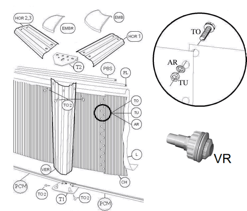 Pièces Détachées Piscine Toi 550x366x120 cm