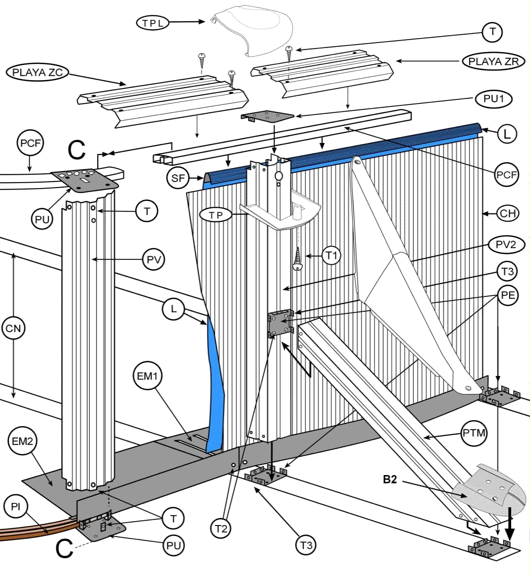 Pièces de rechange Piscines Ovales Blanches avec Contreforts de 132 cm