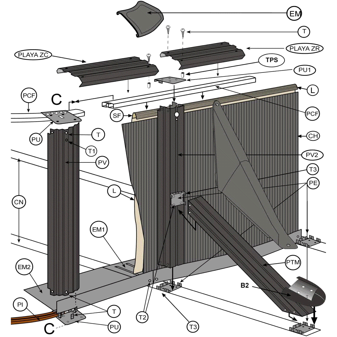 Pièces de rechange Piscines Ovales Imitation Graphite avec Contreforts de 120 cm