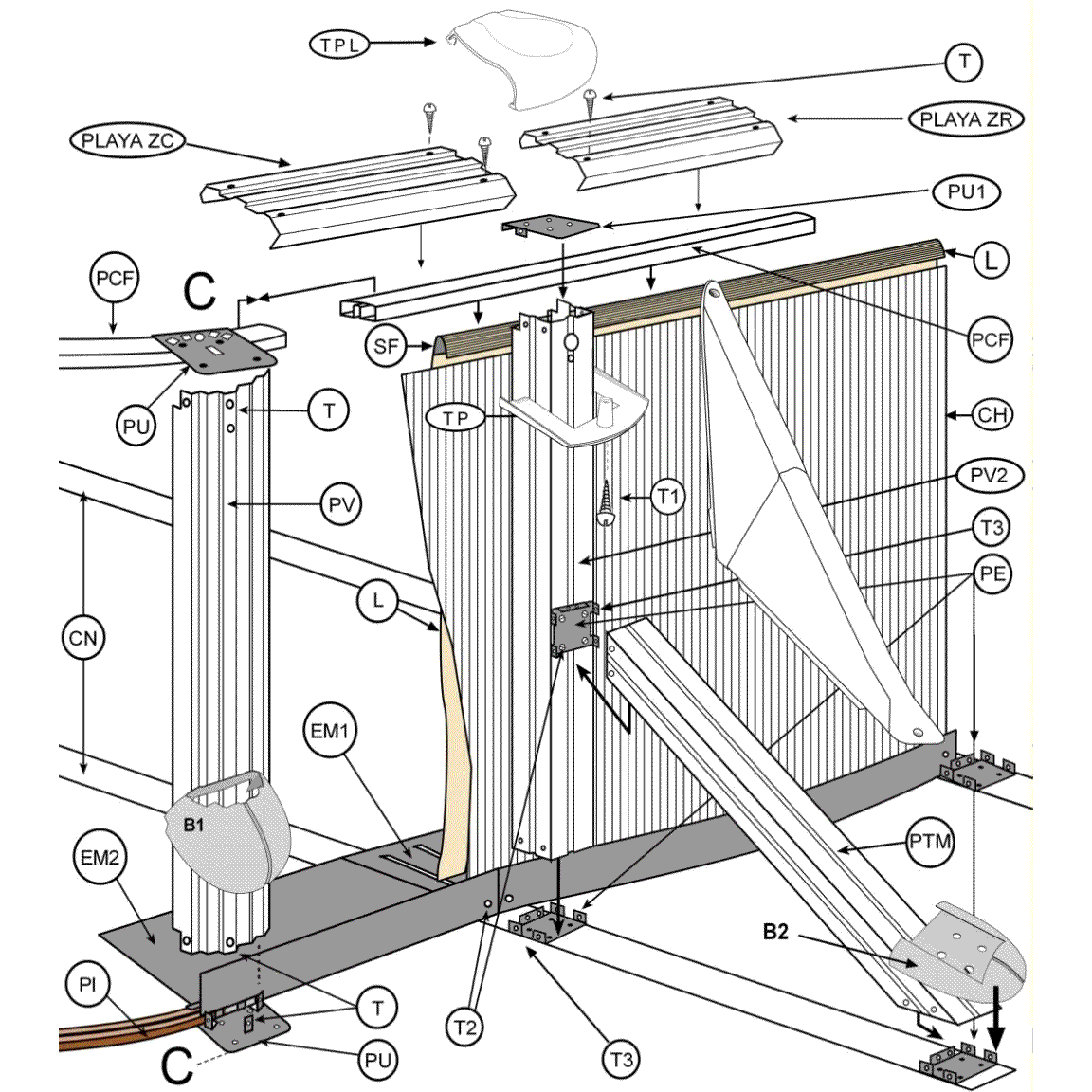 Pièces de rechange Piscines Ovales Imitation Graphite avec Contreforts de 132 cm