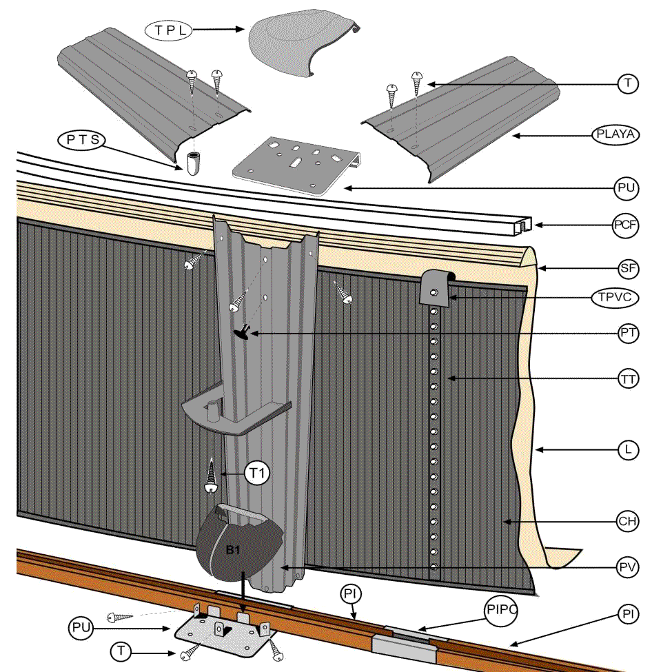 Pièces détachées Piscines Rondes Imitation Graphite de 132 cm