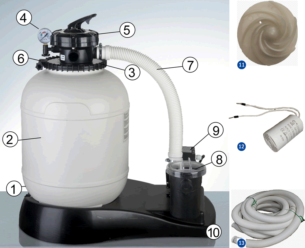 Pièces détachées du Filtre à Sable Gre FA6040