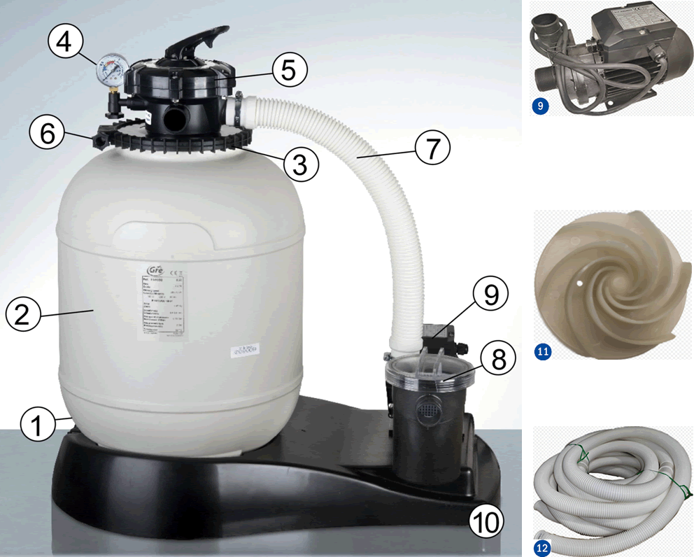 Pièces détachées du Filtre à Sable Gre FA6050