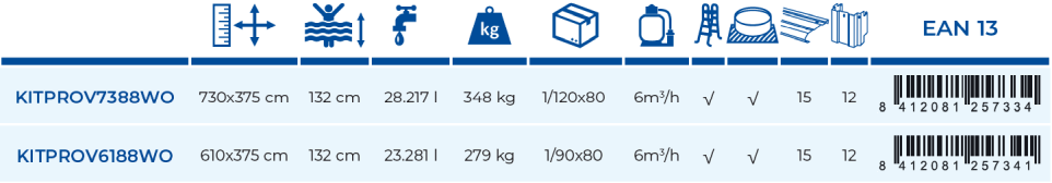 Piscine Gre Amazonia 610x375x132 KITPROV6188WO