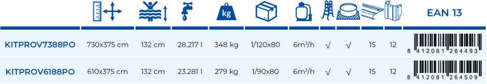 Piscine Gre Santorini 730x375x132 KITPROV7388PO