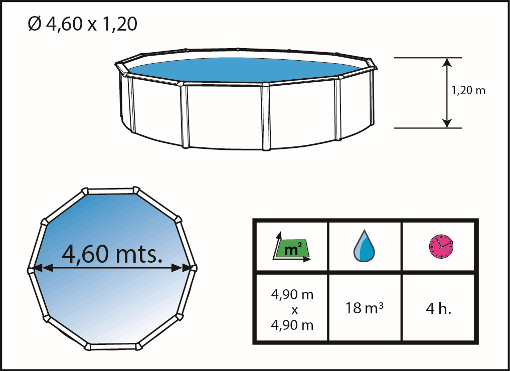 Piscine Toi Anthracite Prestige 460x120 cm 8836