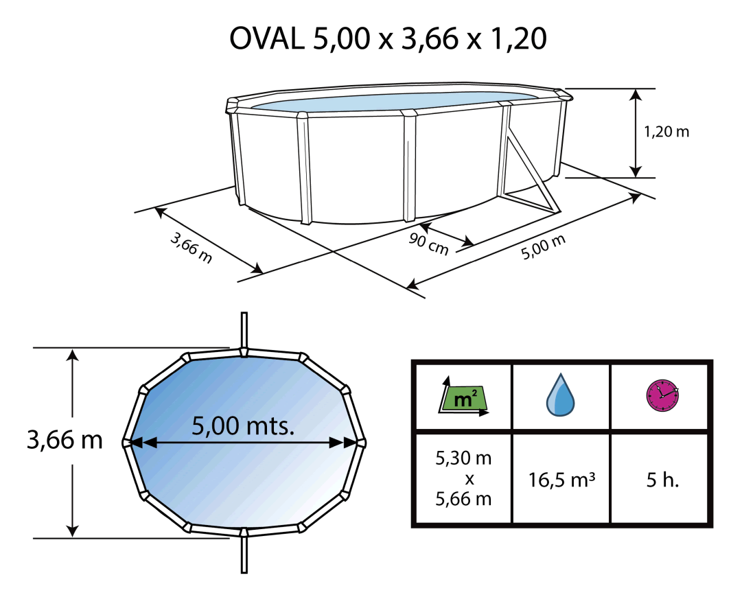 Piscine Toi Anthracite Mallorca 500x366x120 cm 8880
