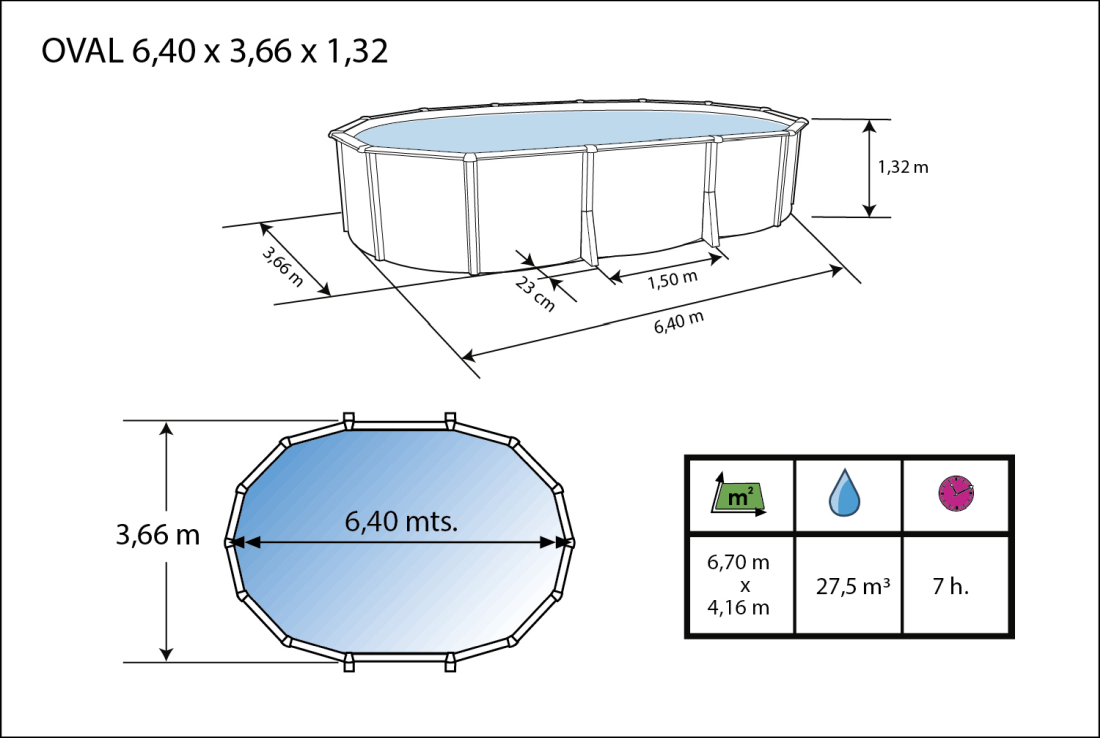 Piscine Toi Anthracite Ibiza Compact 640x366x132 cm 8884