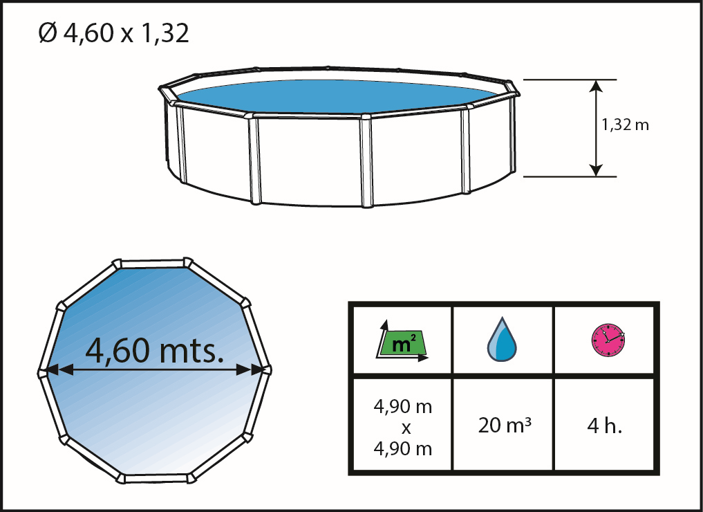 Piscine Toi Anthracite Magnum Compact 460x132 cm 8940