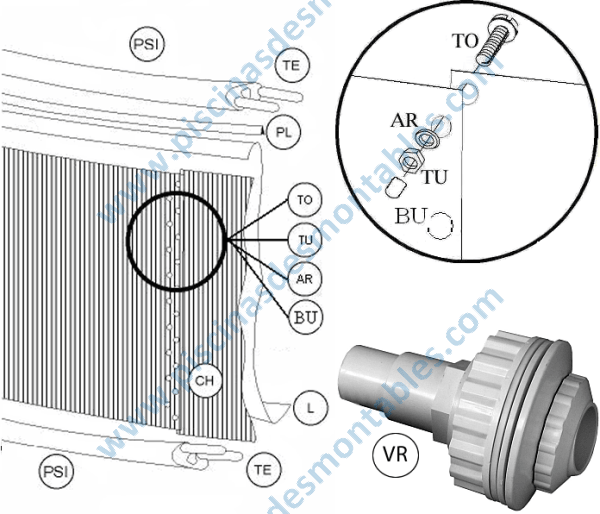 Pièces Détachées Piscine Toi 400x90 cm