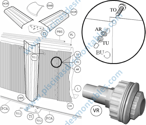 Pièces Détachées Piscine Toi 460x132 cm